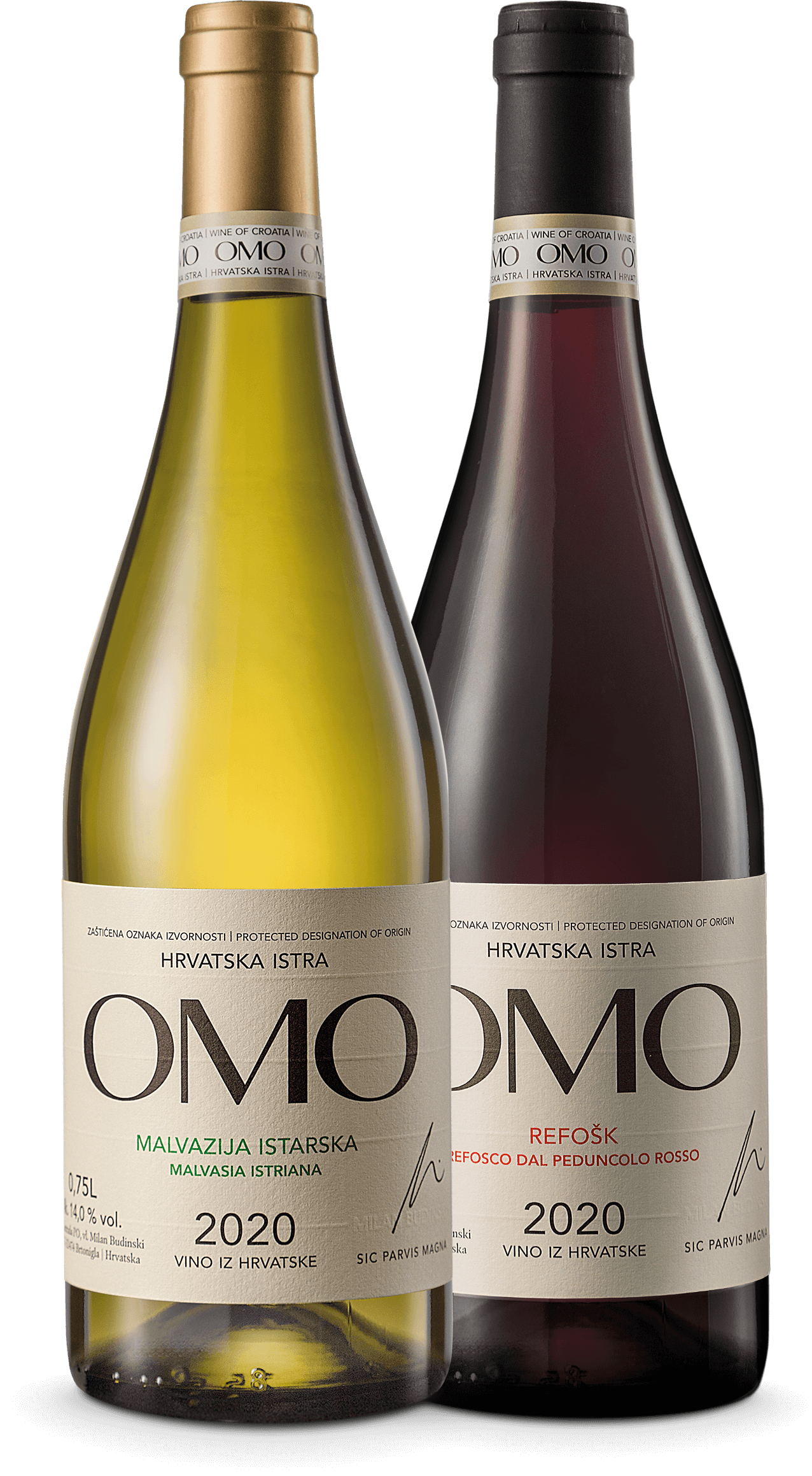 OMO Malvazija Istarska i Refošk - boce vina